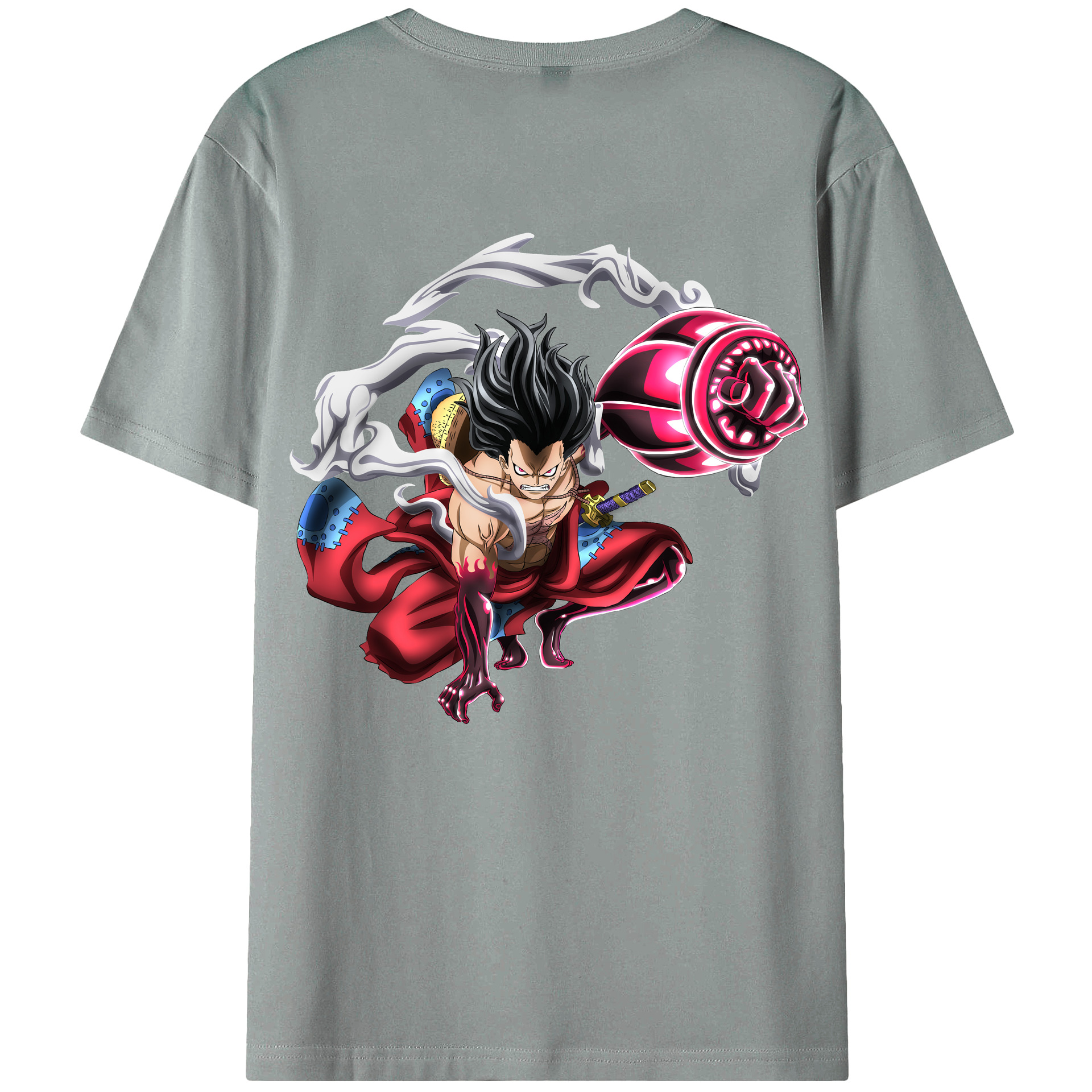 ワンピース モンキー・D・ルフィ ONE PIECE Monkey D. Luffy 綿100％ メンズ半袖Tシャツ（バックプリント） 通気性